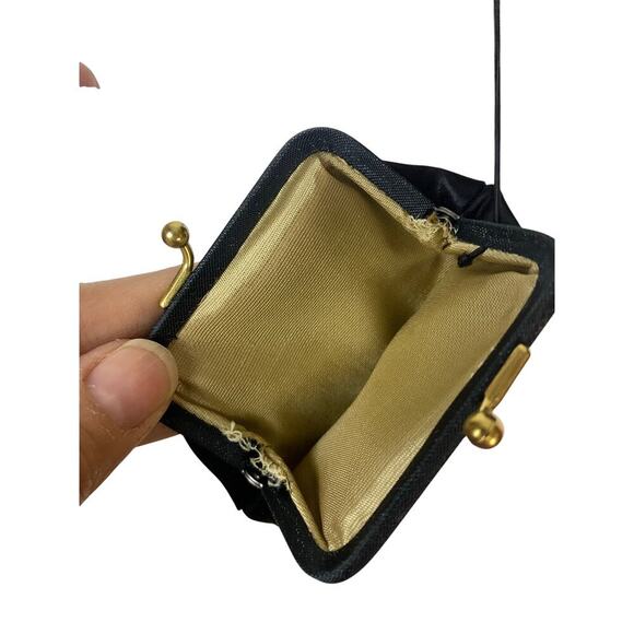 After 5 Mid Century Vintage Matte Black Satin Hinge Top Handle Evening Bag - Picture 5 of 7